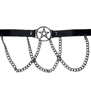 pentacle leather goth choker